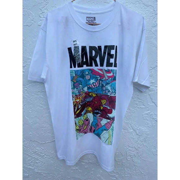 Marvel Mens Pullover Short Sleeve Crew Neck Graphic Tee T Shirt White Sz… - Picture 1 of 5